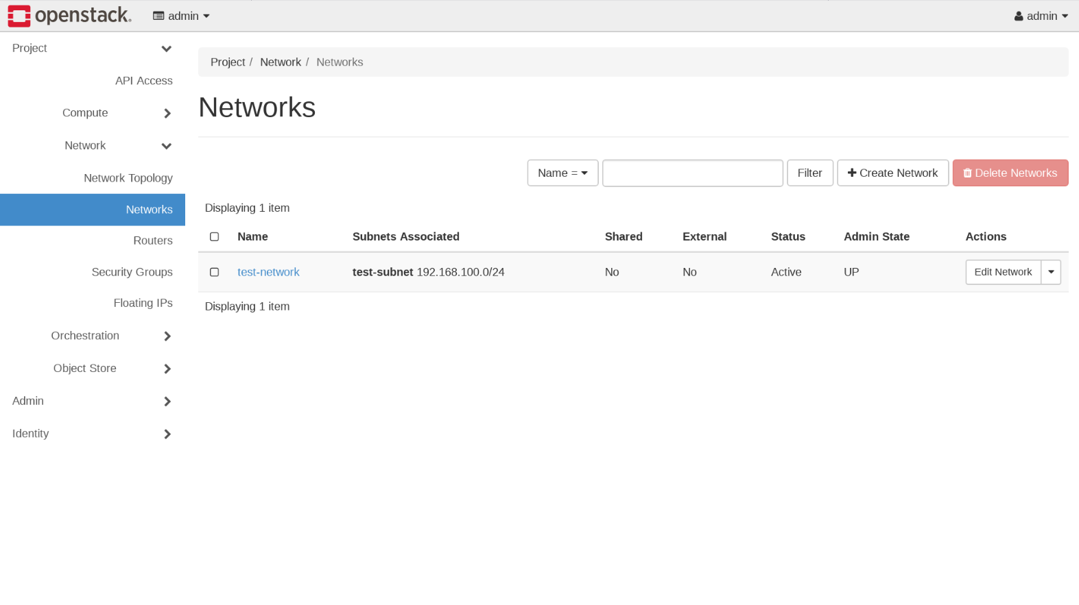 Figure 1: Networks Page