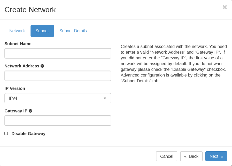 Figure 3: Subnet and Gateway Details