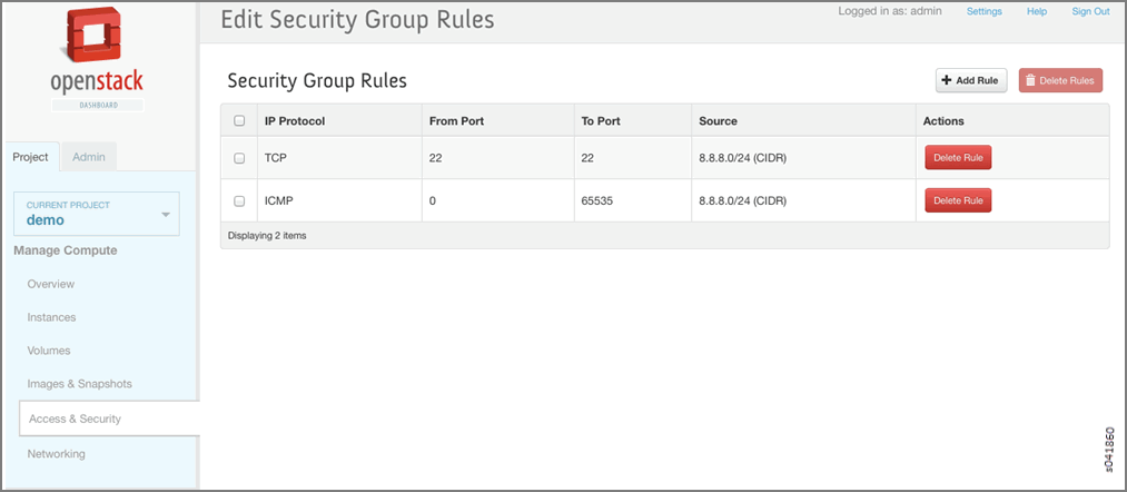 Figure 2: Edit Security Group Rules