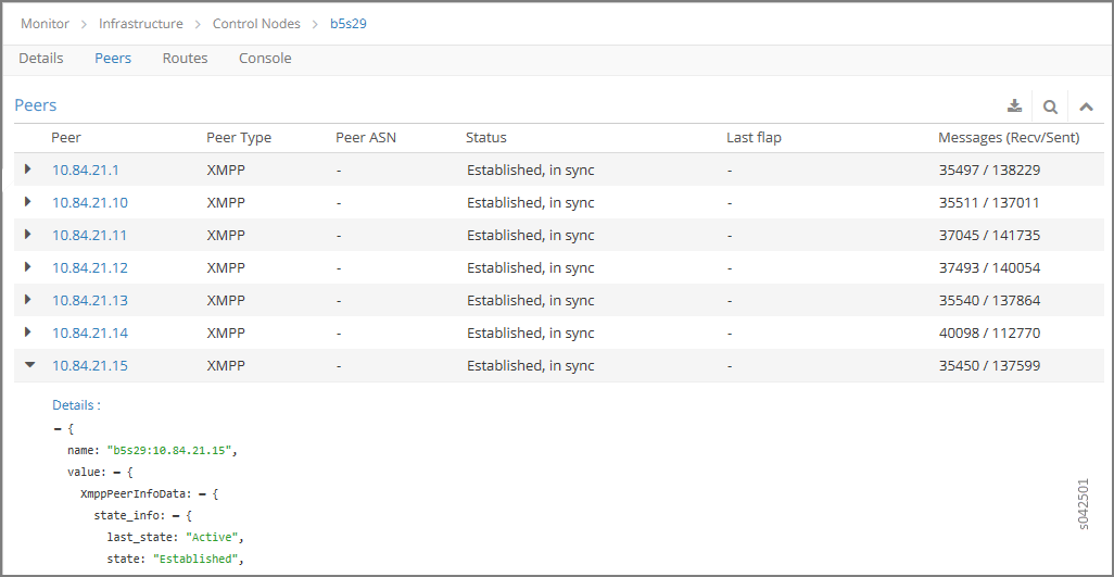 Figure 6: Control Node Peers Tab